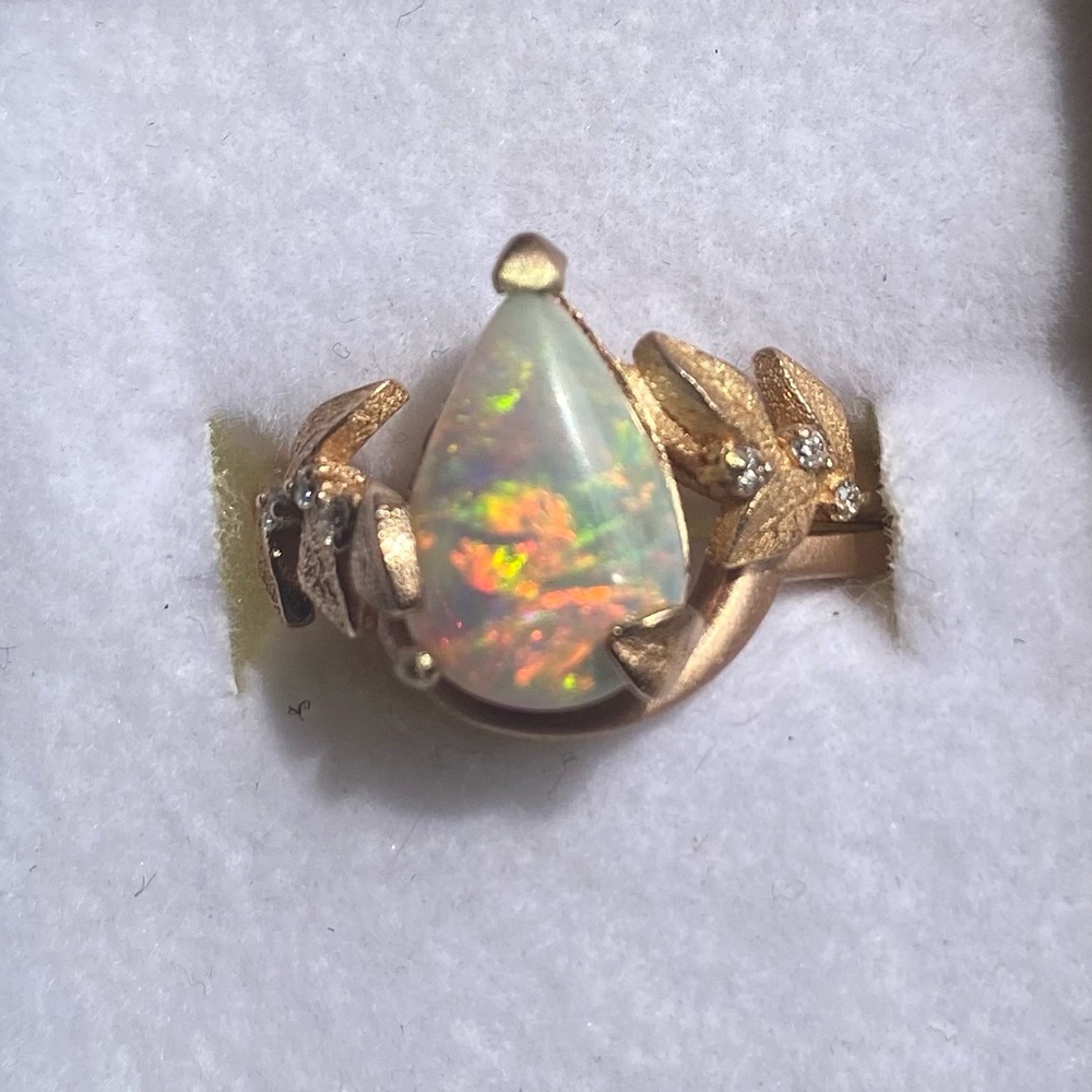 Opal and Diamond Engagement Ring Set